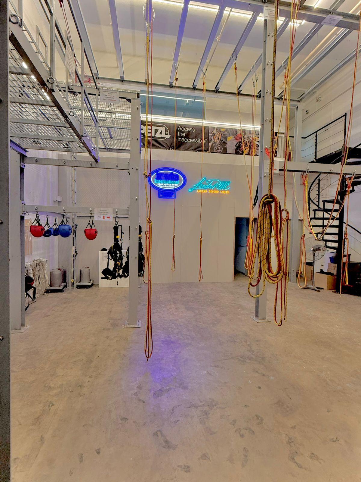 Purpose-built indoor rope access training facility with steel rigs